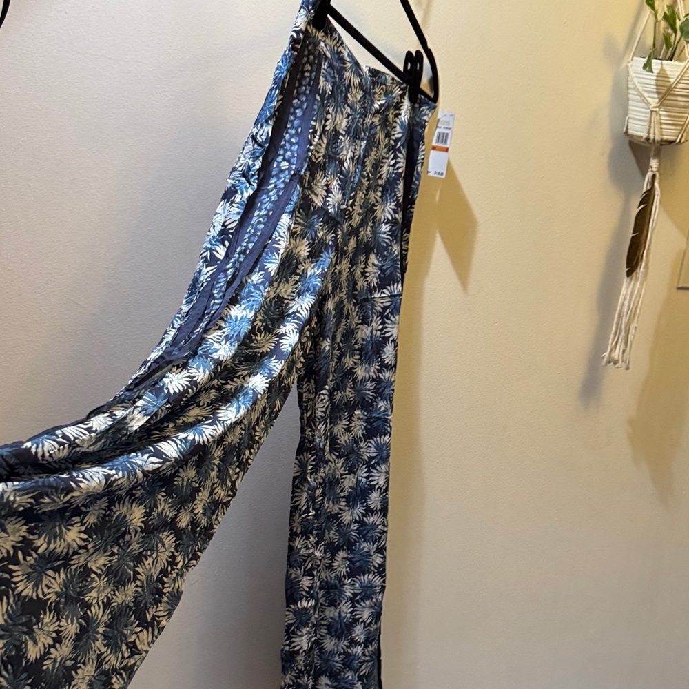 Michael Kors Blue and White Floral Wide Leg Pants